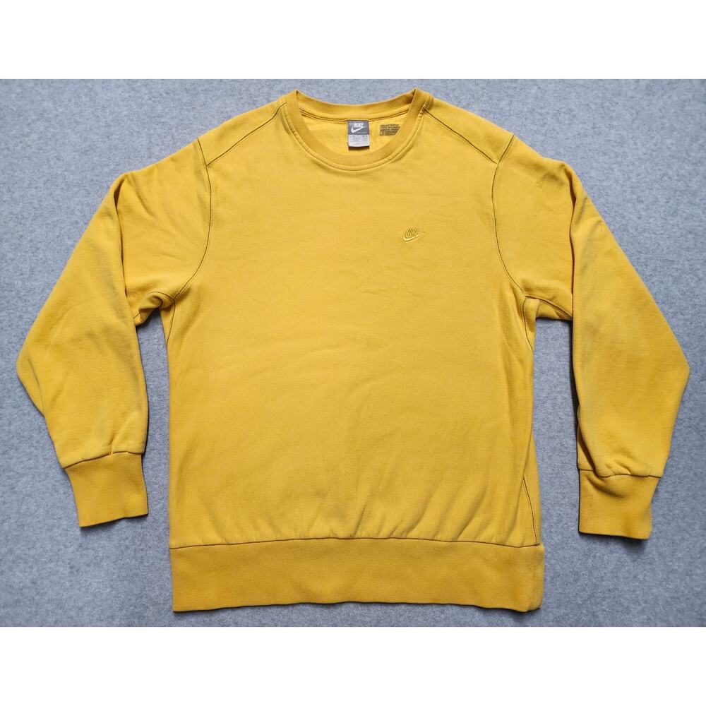 Nike Sportswear Sweatshirt XL Yellow Organic Cotton Crewneck Pullover